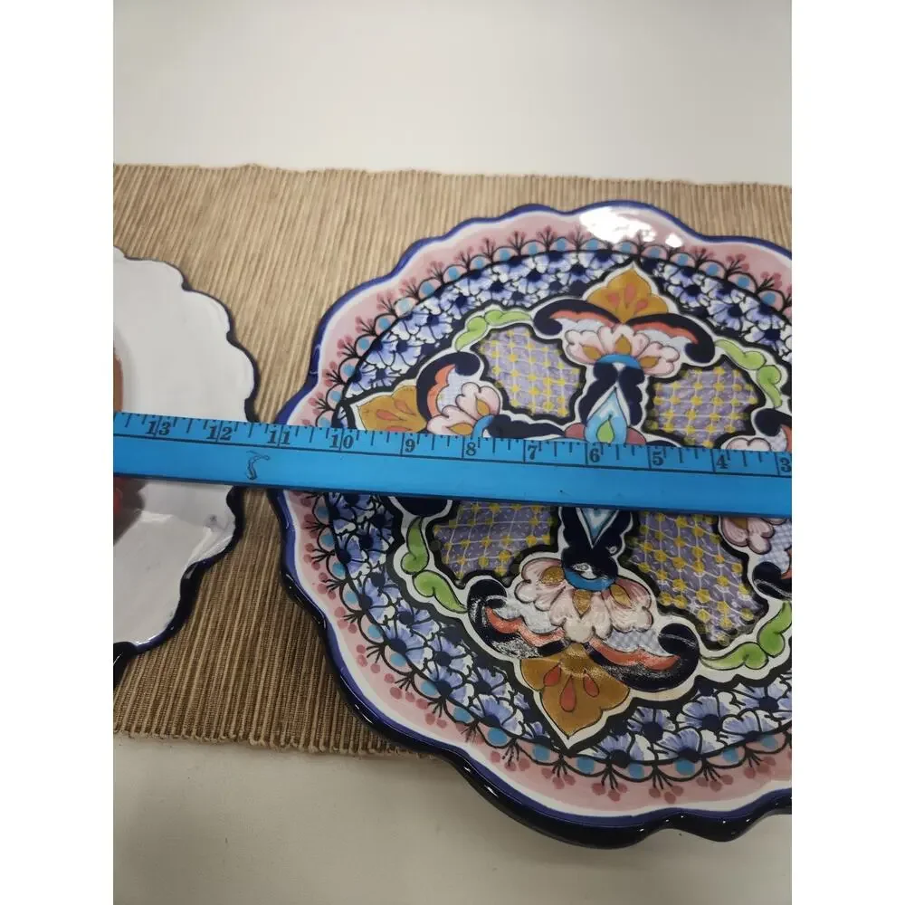 Lot of 3 Casa Juquila Handmade Mexican Talavera Wall Plates Hand Painted Ceramic